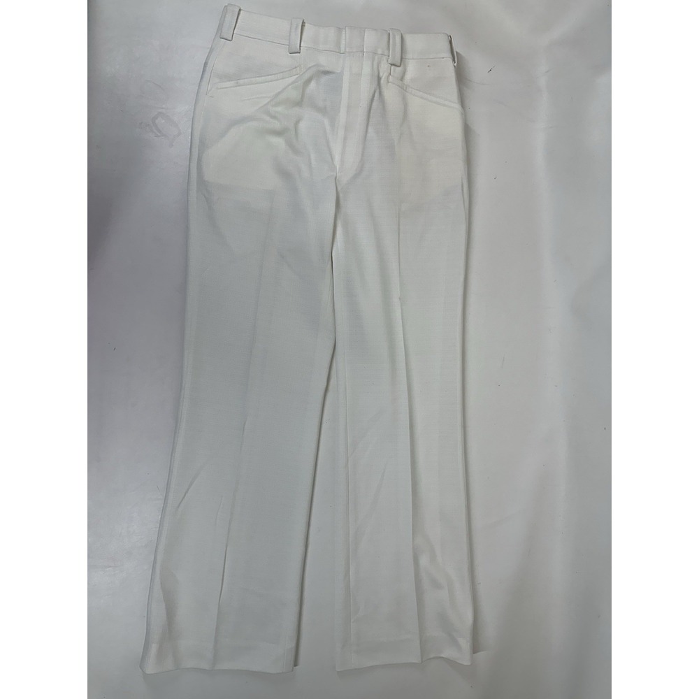 Johnny Miller Polyester Flat Front Pants Mens 34R White NWT‎ VTG